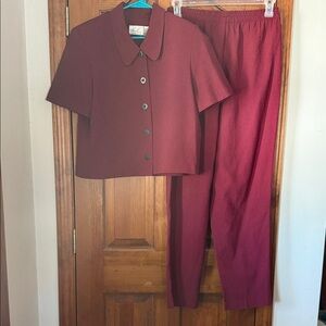 Kathie Lee Collection Maroon Pantsuit Set